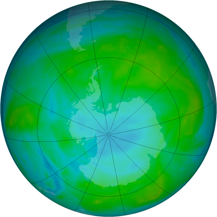 Antarctic ozone map for 26 January 1988